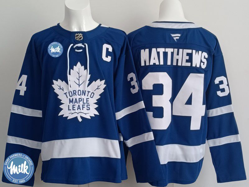 Men 2025 Toronto Maple Leafs #34 Matthews Blue Fanatics Home Premium NHL Jersey style 8